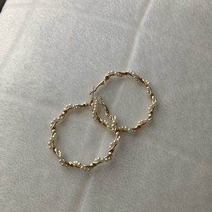 Gold pearl hoops